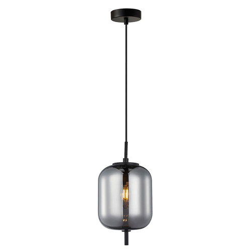 PENDANT SES 10W Jar Smokey Black (Mirror Finish) Glass w/Black Highlight OD165mm x H315mm