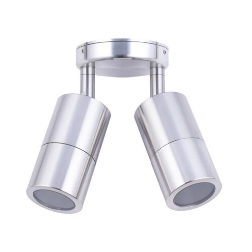 PILLAR D/ADJ 12V MR16 Shiny Silv IP65 RND B/Plate