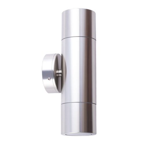 PILLAR Up/Dn 12V MR16 Shiny Sil IP65 RND B/Plate