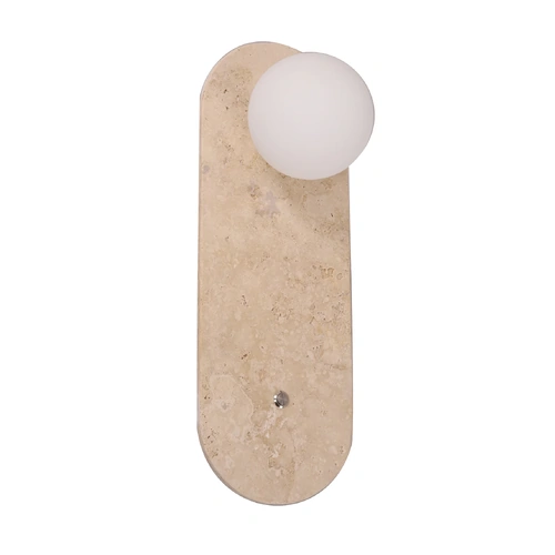 Wall Int S/M G9 Oblong Travertine Base w/Beige Finish Inc Switch & Round Opal Diffuser