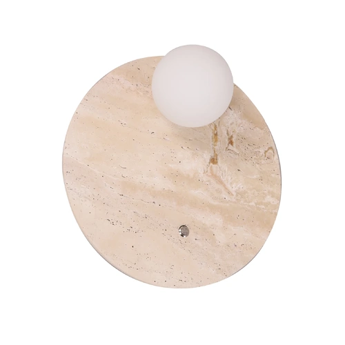 Wall Int S/M G9 Round Travertine Base w/Beige Finish Inc Switch & Round Opal Diffuser
