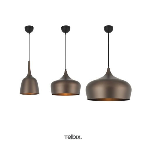 POLK 20 PENDANT 25wE27max D200 H360 + 1.5 TEX BRONZE BRUSH (BLACK)