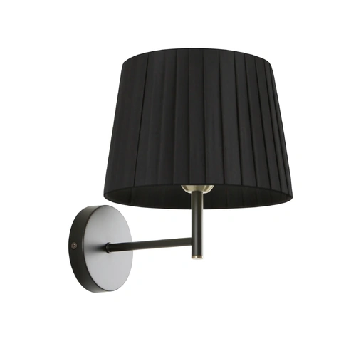 WALL Int S/M ES BLK Slanted Pleated  Fabric Shade With Antique Brass Bracket OD250mm (Shade)
