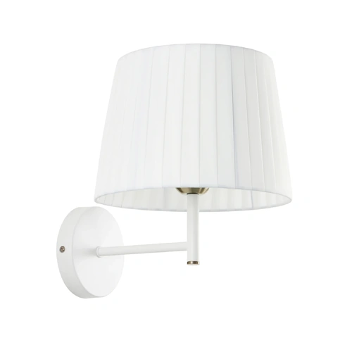 WALL Int S/M ES WH Slanted Pleated  Fabric Shade With Antique Brass Bracket OD250mm (Shade)