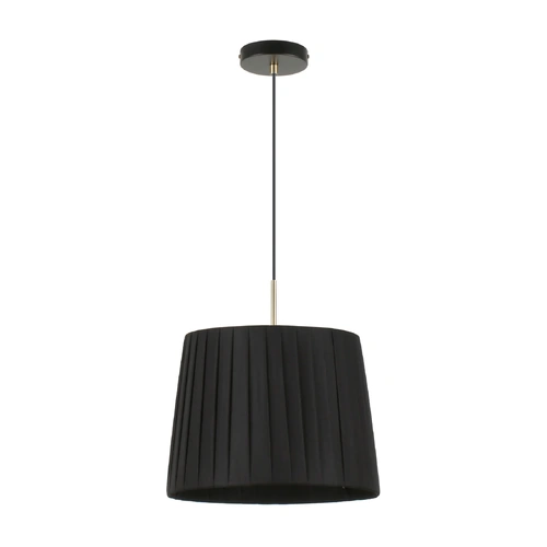 PENDANT ES BLK Slanted Pleated Fabric Shade w/Ant Brass Highlight OD360mm