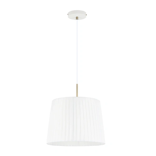 PENDANT ES WH Slanted Pleated Fabric Shade w/Ant Brass Highlight OD360mm