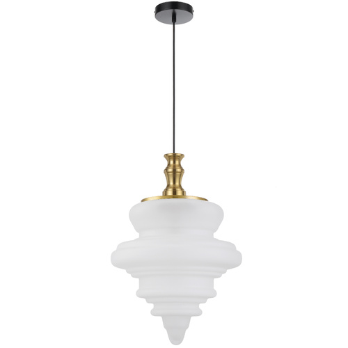 PRIVAS 38CM PENDANT 25wE27max D380 H420 cab.2M ANTIQUE GOLD / FROST