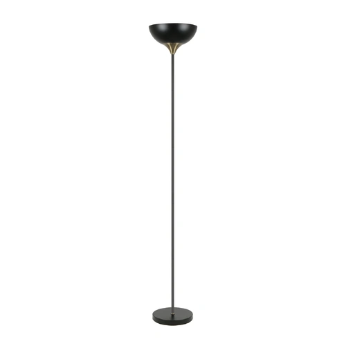 FLOOR ES Matt BLK Iron Shade & Rod w/Ant Brass Highlight OD290mm (Shade)