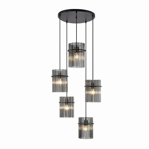 QUILO 5 LT PENDANT 5x25wE27max D610 H200 cab 3m BLACK MATT / SMOKE