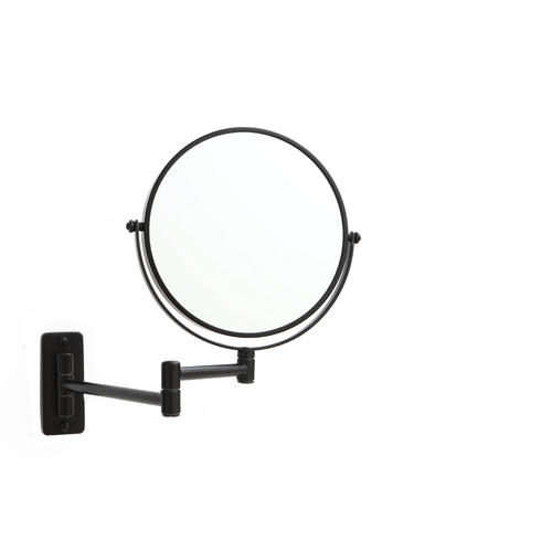1 & 5x Magnification Matt Black Wall Mounted Shaving Mirror, 200mm Diameter