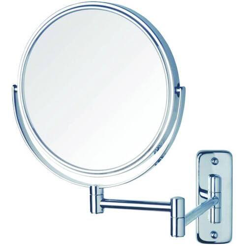 1 & 8x Magnification Chrome Wall Mounted Shaving Mirror, 200mm Diameter