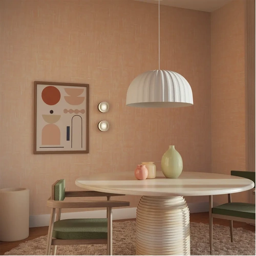 Rachis Ribbed Polymer Resin E27 Pendant  Ø450mm White IP20