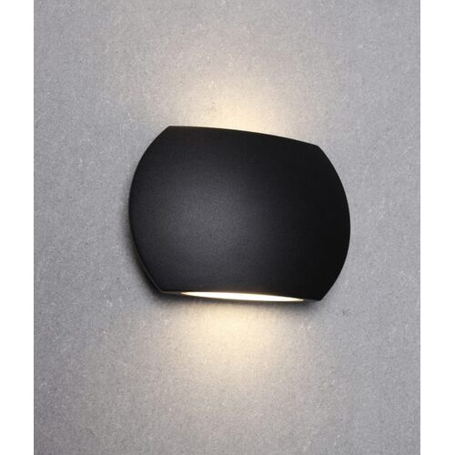 WALL S/M Up/Dn 6.8W CURVED Blk IP54 Opal Diff 500 Lm