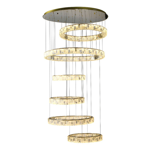 RIAS 6 TIER PENDANT 3CCT 300w DIM w/REMOTE 30000LM 3300K-4200K-6500K GOLD