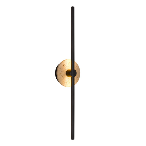 RIMINI WALL LIGHT 12wLED 3000K 425Lm IP20 NON-DIM P75*130H605 BEIGE TRAVERTINE/BLACK PAINTED