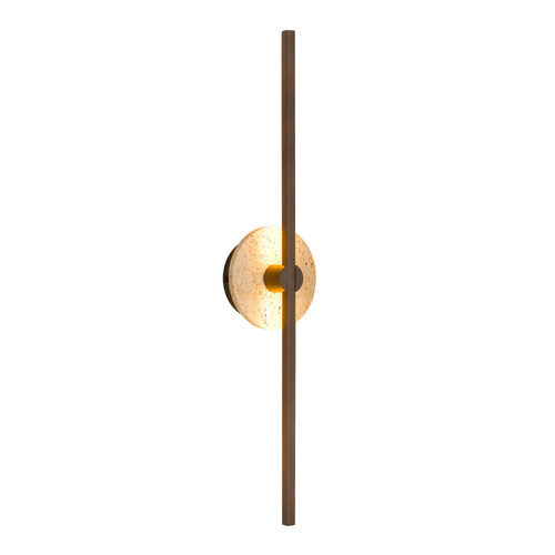 RIMINI WALL LIGHT 12wLED 3000K 425Lm IP20 NON-DIM P75*130H605 BEIGE TRAVERTINE/VINTAGE BRASS