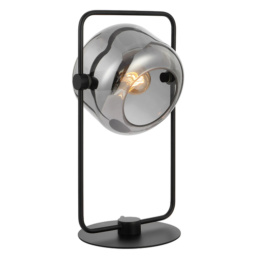 ROCHA TABLE LAMP 25wE27max D:240 H:435 INLINE SWTCH BLACK / MIRRORED SMOKE
