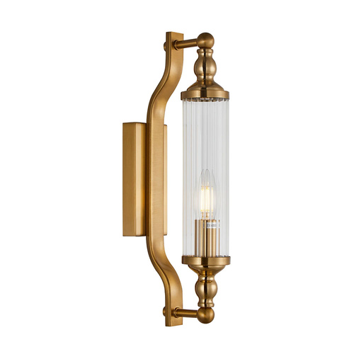 Wall Int S/M SES TUBULAR CLR Glass w/ Antique Brass Base
