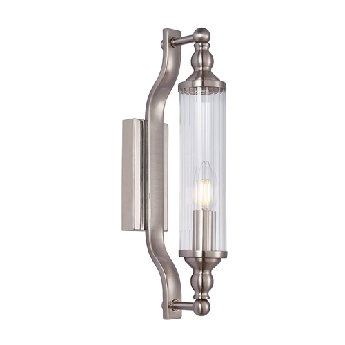 Wall Int S/M SES TUBULAR CLR Glass w/ Satin Chrome Base