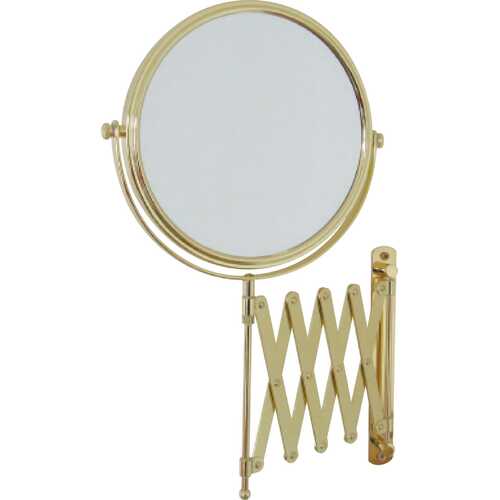 1 & 4x Magnification Gold Wall Mounted Shaving Mirror, 150mm Diameter