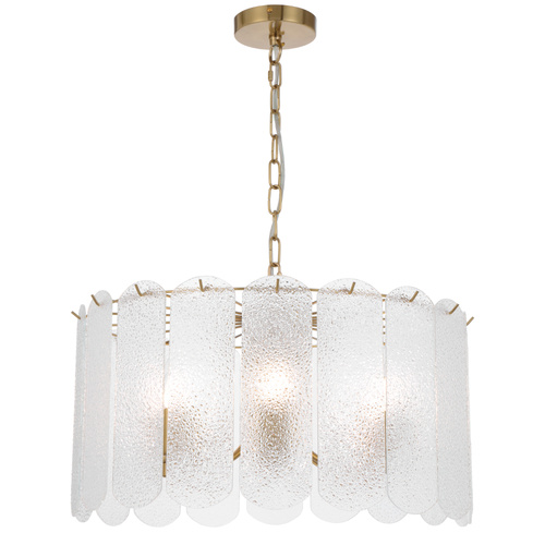 SAMONA 6LT PENDANT 6x25wE14max D550 H310 CHAIN 2M ANT GOLD / CLEAR SUGAR GLASS