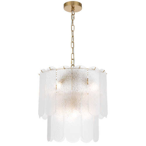 SAMONA 8LT PENDANT 8x25wE14max D420 H470 CHAIN 2M ANT GOLD / CLEAR SUGAR GLASS