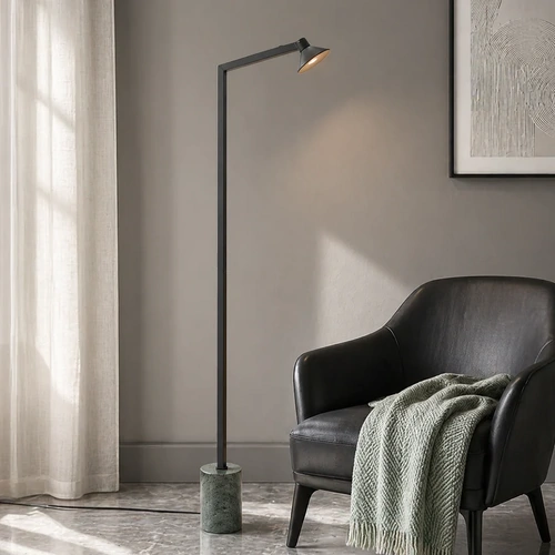 SATROM FLOOR LAMP 6wLED 3000K TOUCHDIM L320 W110 H1300 420Lm BLACK SAND/ GREEN MARBLE