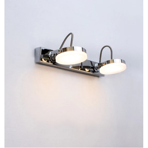 WALL Int City S/M D/ADJ RND 2x3W Chrome 3K w/Bar B/plate 473Lm