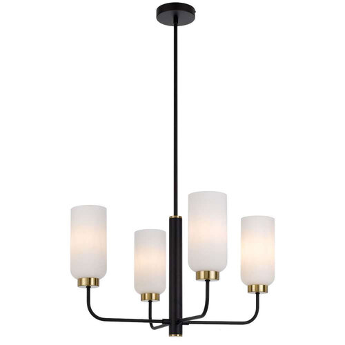 SEBRING 4LTS PENDANT 4x25wE27max D600 H340 GLASS100 BLACK MATT/OPAL GLASS ROD:1.5m
