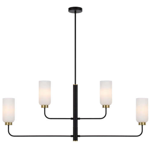 SEBRING 4LTS LONG PENDANT 4x25wE27max D1.2mH480 GLASS100 BLACK MATT/OPAL GLASS ROD1.5m