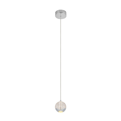 SEGOVIA 1 LT PENDANT 5wLED 3000K D:90 H:85 400Lm CAB.2m CHROME/ BUBBLE GLASS