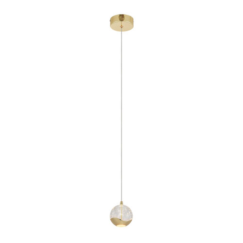 SEGOVIA 1 LT PENDANT 5wLED 3000K D:90 H:85 400Lm CAB.2m GOLD/ BUBBLE GLASS