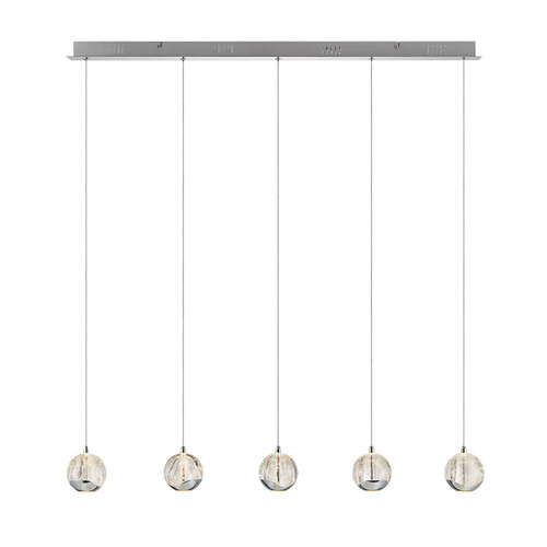 SEGOVIA 5 LTS BAR PENDANT 5x5wLED 3000K 1540Lm cab2M L960 W90 CHROME/BUBBLE GLASS