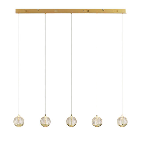 SEGOVIA 5 LTS BAR PENDANT 5x5wLED 3000K 1540Lm cab2M L960 W90 GOLD/BUBBLE GLASS