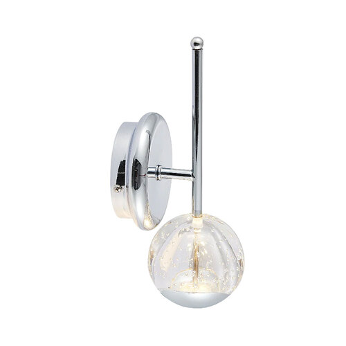 SEGOVIA WALL LIGHT 5wLED 3000K P:115 W:90 H:250 430Lm CHROME/ BUBBLE GLASS