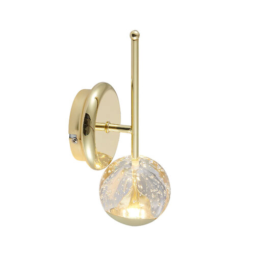 SEGOVIA WALL LIGHT 5wLED 3000K P:115 W:90 H:250 430Lm GOLD/ BUBBLE GLASS