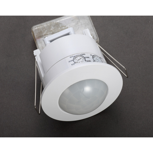 SENSOR Recessed Infrared Motion WH RND 3 Wire 360D (Det Dist 6m max) (I/Height 2.2-4M) 61mm IP20 WTY 5YR