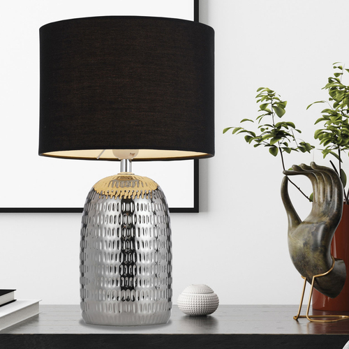 SEVIA CERAMIC TABLE LAMP 25wE27max H:400 D:240 SILVER/BLACK