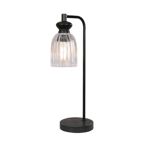 TABLE ES BLK Finish w/Clear Ellipse Glass Shade OD120mm H490mm RND Base