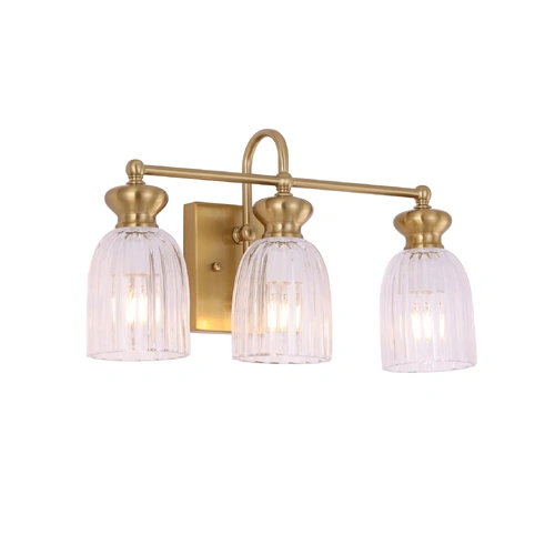 WALL Int S/M ES Ellipse CLR Glass x 3 w/Brass RECT Base OD120mm (Shade)