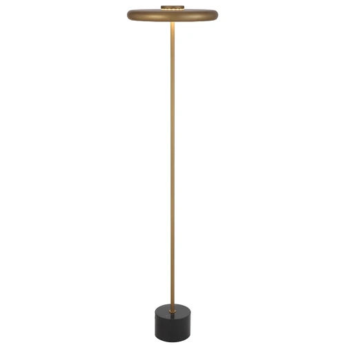 SISBY FLOOR LAMP 14wLED 3000K D350 H1420 FOOT SWT 575Lm ANT BRASS PAINT/ BLACK MARBLE