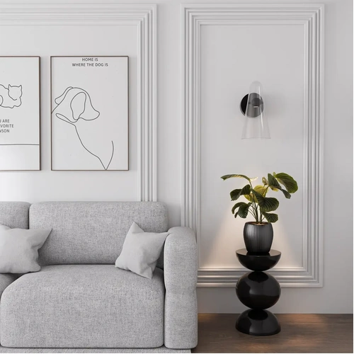 Skua Glass 255mm COB Beam Wall Light 5W TRI Colour Non-dimmable Black IP44