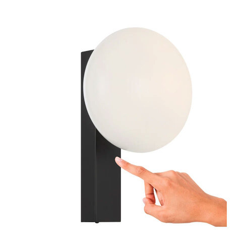 SKYLA TOUCH WALL BRACKET 5wE14 3000K L200 Wxxx H165 NON-DIM BLACK/OPAL