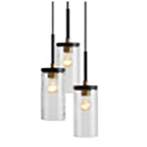 RAYMONT 3 LIGHT DROPPER MATT BLACK / CLEAR