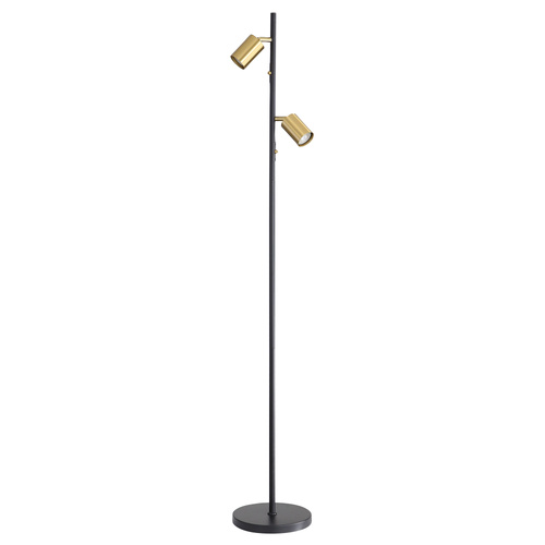 PONTE TWIN FLOOR LAMP BLACK/SATIN BRASS