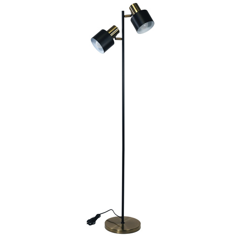 ARI TWIN FLOOR LAMP BLACK w/ANT BRASS HEAD