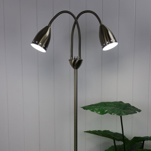 STAN TWIN FLOOR LAMP ANTIQUE BRASS