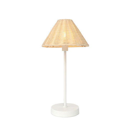 BELIZE TABLE LAMP WHITE w/ RATTAN SHADE