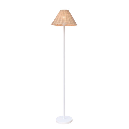 BELIZE FLOOR LAMP WHITE w/ RATTAN SHADE