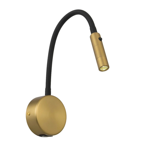 SOLIO BED SPOT WALL LIGHT 3wLED 3000K SWT HEAD W80 P30 H440 FLEX USB-C ANT BRASS MATT